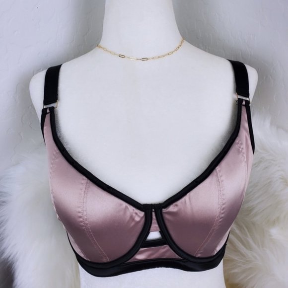 NWT BLUEBELLA Calypso Bra Rose Pink with Black Trim/ US 32H UK 32FF - Picture 1 of 9